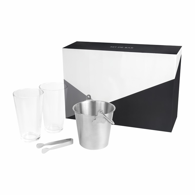 SET DE BAR GLASE — PLATA